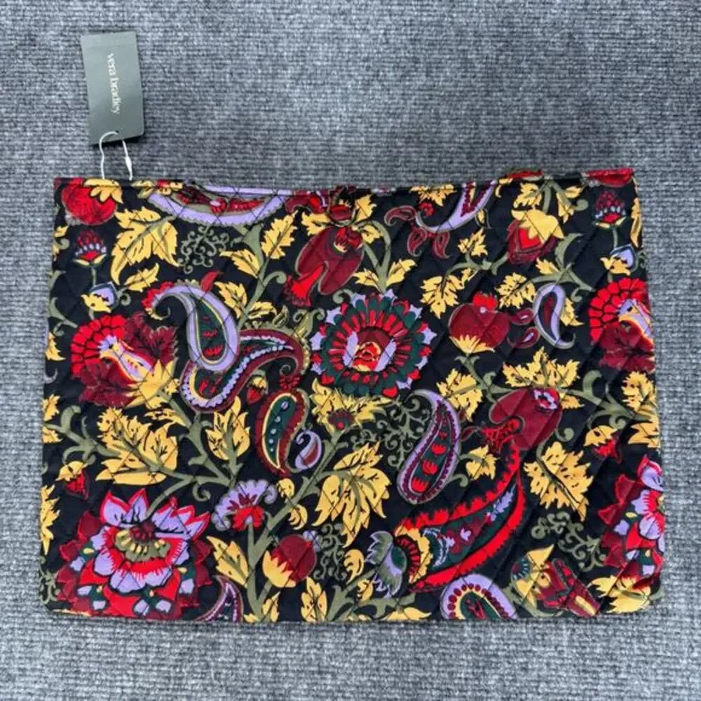 Vera Bradley Laptop Insert Sleeve Quilted Cotton Midnight Garden Paisley New